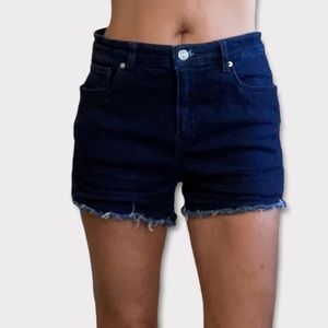 Armani Exchange Women Dark Blue Mid-Rise Raw Hem Cut Off Jean Shorts Size 27